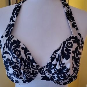 LADIES TOMMY BAHAMA, SWIMSUIT, TWO-PIECE, Black/white floral, size 36C, medium